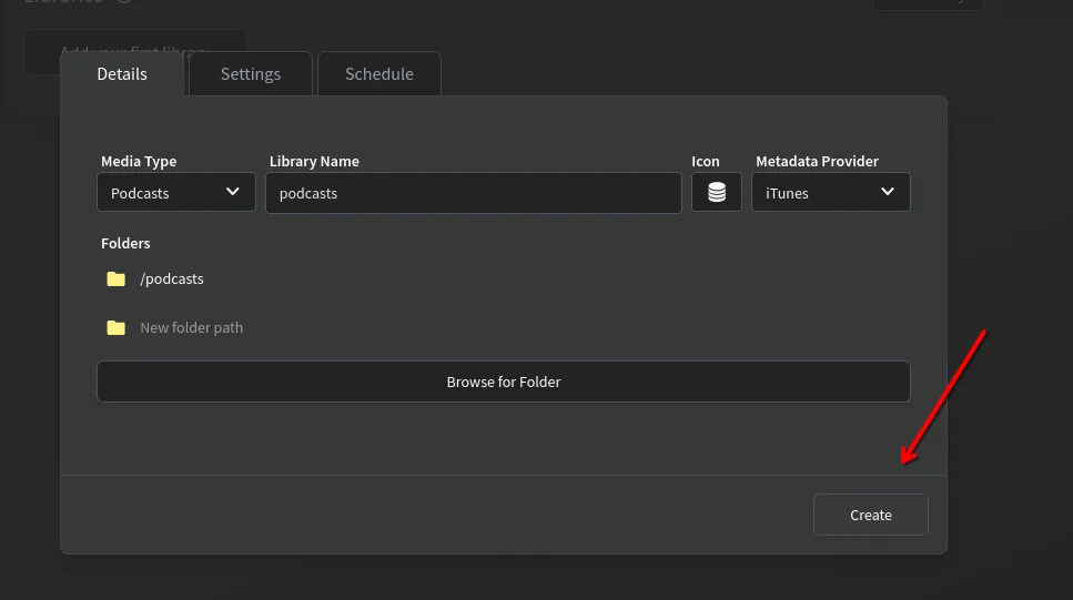 Ordner in Audiobookshelf erstellen