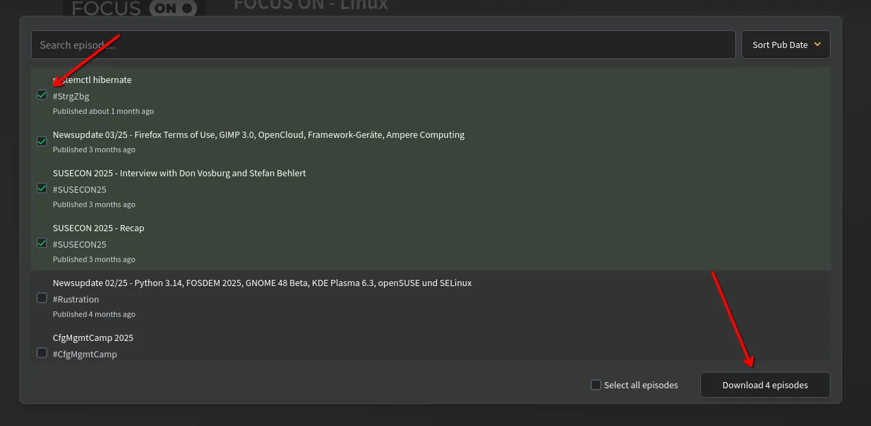 Ältere Episoden manuell herunterladen