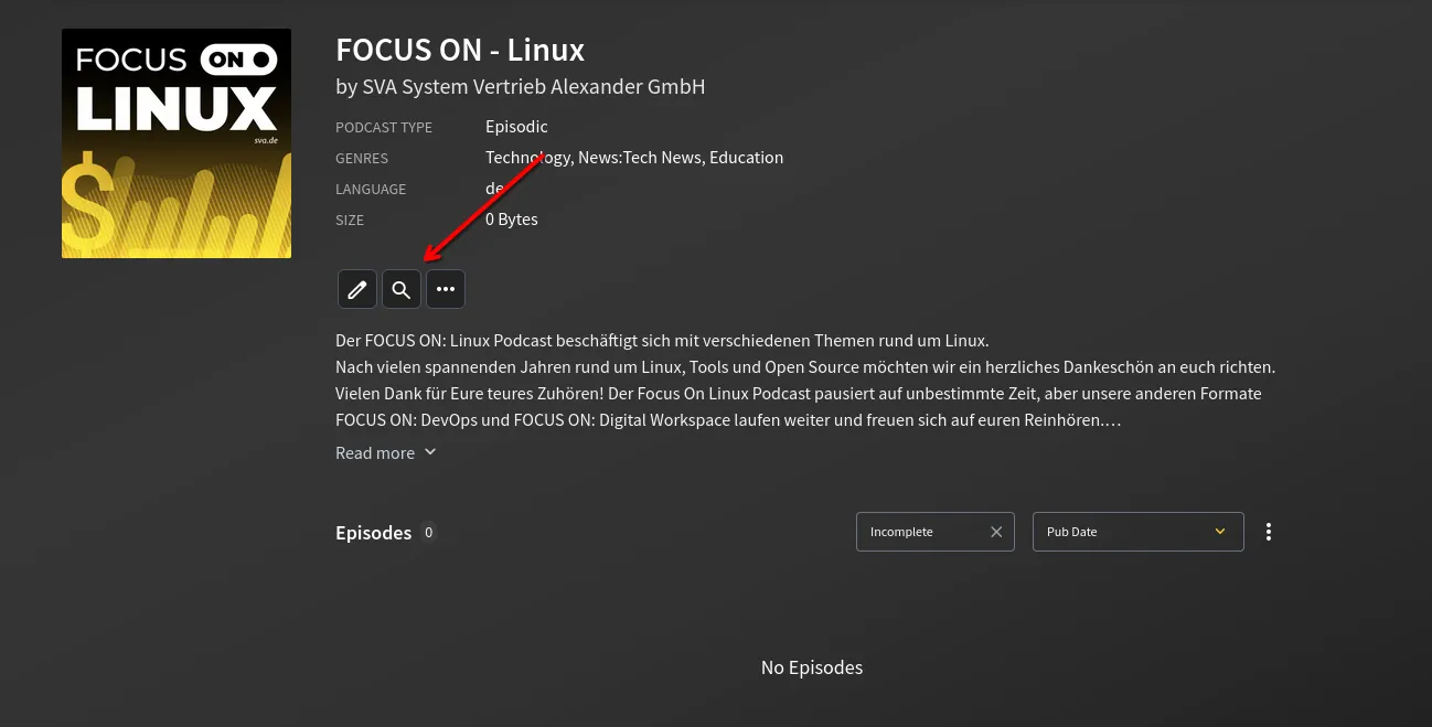 Alle Episoden eines Feeds anzeigen