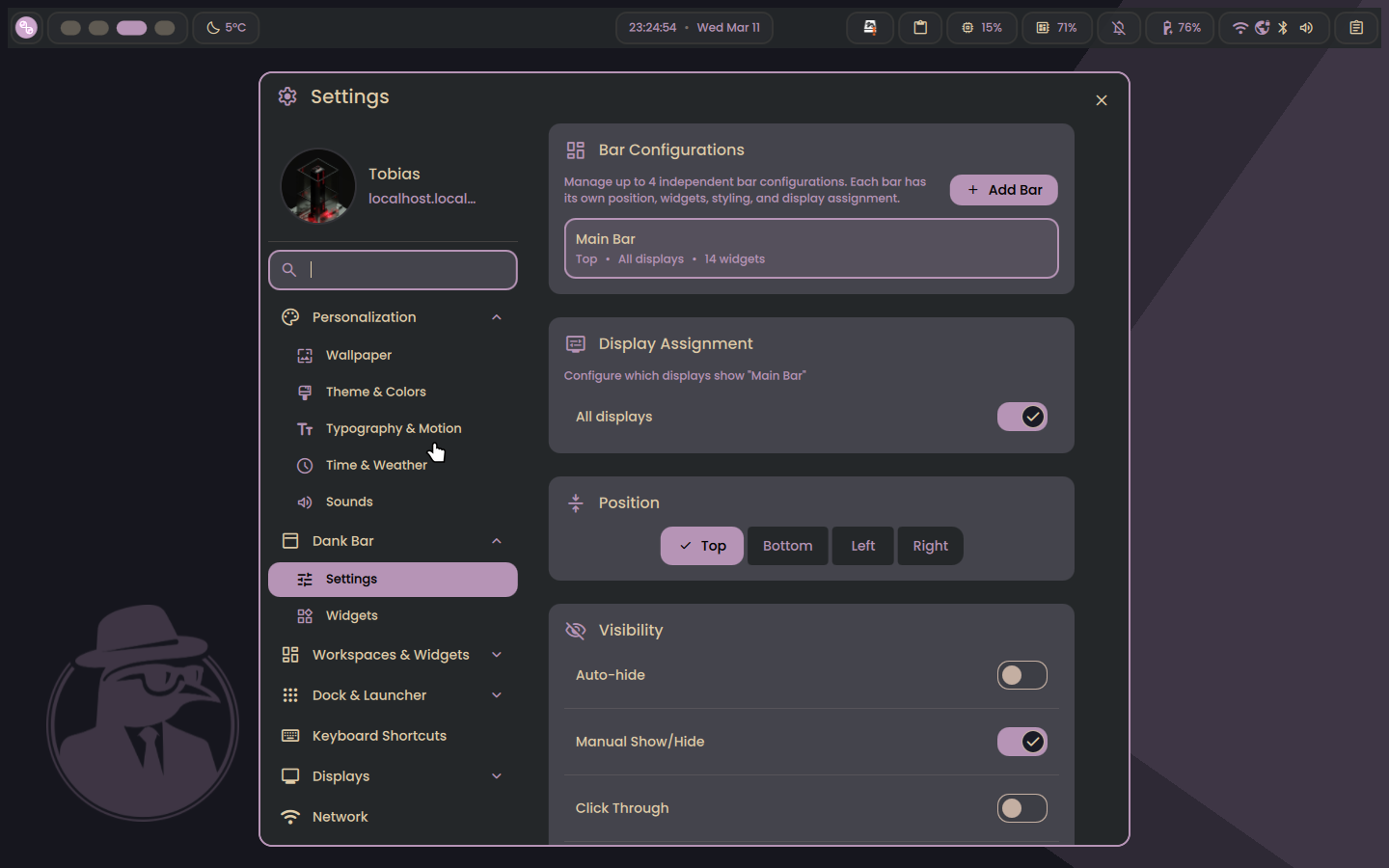 settings in niri