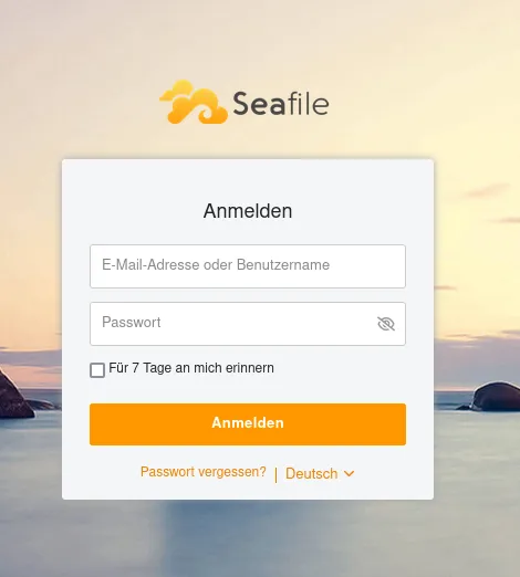 seafile login screen